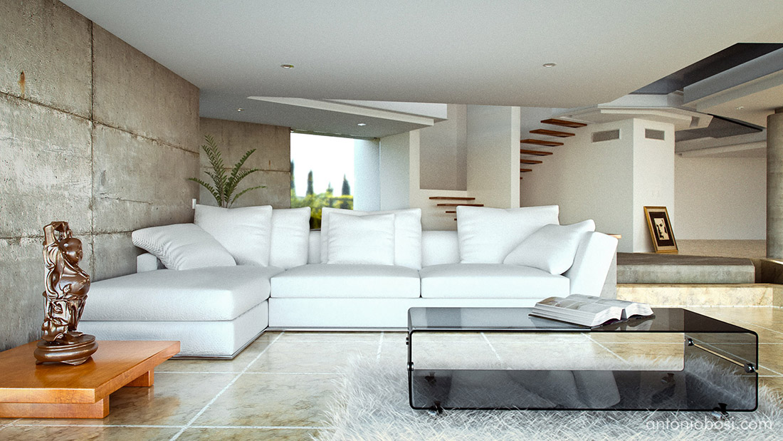 Modern House Interior Render Mental Ray: Sofa