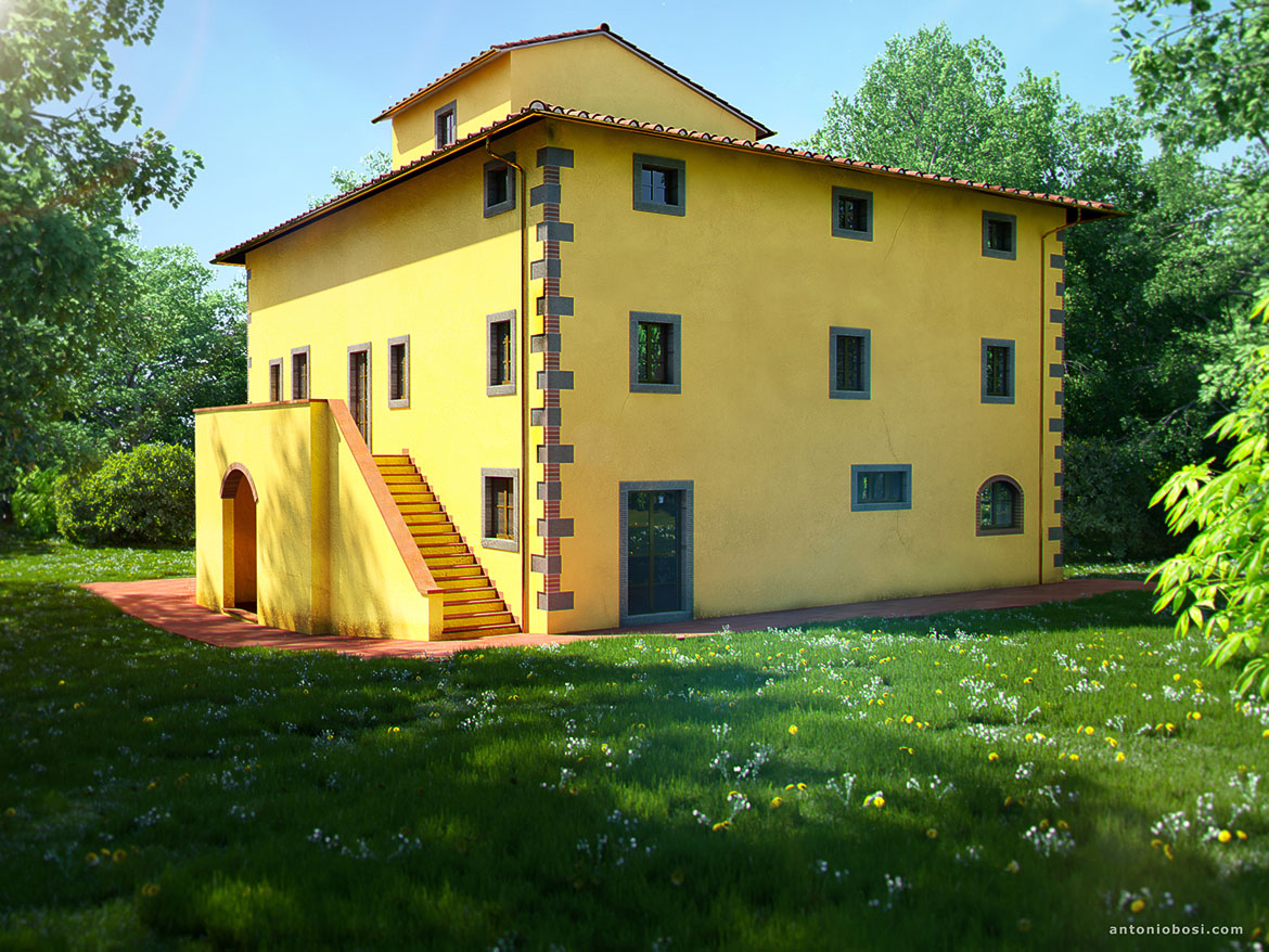 Exterior Render Maya and Mental Ray: 3d Villa Leopoldina Arezzo